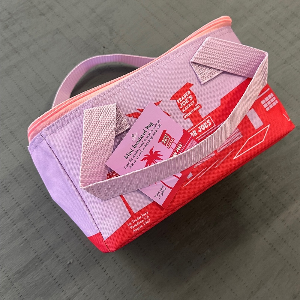Trader Joe’s mini insulated bag in Lavender haze pink and purple